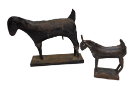 Vintage Handmade Metal Sheep &amp; Goat Farm Animal Sculptures Farmhouse Cou... - $34.99