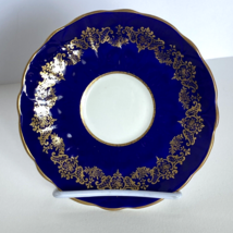 Aynsley Deep Blue No 27 Scalloped Border Gold Accent Arabesque Design Saucer - £23.85 GBP