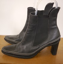 Art Effects Parma Black Leather High Heel Bootie Ankle Boots Brazil 8.5 39 - $29.99