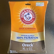 Arm &amp; Hammer Oreck XL &amp; CC Vacuum Bags Odor Eliminating Pack Of 3 Bags 63890F - £6.11 GBP