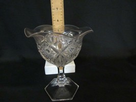 EAPG US Glass Stellar Squared Sunburst Jelly Compote 5.5&quot; Candy Dish, ci... - $7.59