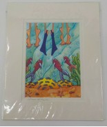 HOLLY KITAURA FINE ART PRINT SWIMMERS &amp; FISH 8X10 MATTED 8X5.5 SIGNED PI... - $19.99