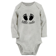 Little Cutie Funny Print Baby Bodysuits Newborn Rompers Infant Long Jumpsuits - £9.58 GBP
