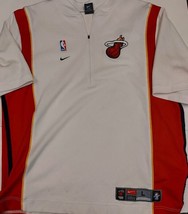 Nike Team Mens Miami Heat Pullover Warm Up Shooting Shirt 1/4 Zip White Size L - £44.74 GBP