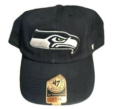 NWT New Seattle Seahawks &#39;47 Brand Franchise On Field Logo Navy Large Fitted Hat - £18.26 GBP