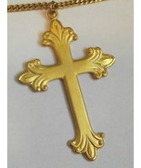 NOS Vtg 24&quot; gold tone endless chain diamond cut religious cross pendant ... - $187.20 MXN