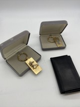 Keychains Two Gold Tone Metal (Deer, 2000) &amp; 1 keychain wallet NEW VTG Lot of 3  - £9.47 GBP