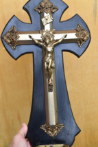 ⭐ antique French crucifix ,holy water font 19 th Century⭐ - $84.15