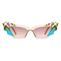 Women&#39;s Sunglasses Crystal Gem Cut Geometric Trapezoid Cat Eye Frame UV 400 - £16.57 GBP
