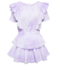 NWT LoveShackFancy Natasha Mini in Violet Splash Hand Dye Ruffle Cotton Dress L - $148.50