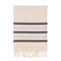 Bello Turkish Towel Five Stripe Lilack &amp; Black Handwoven Peshtemal, 39 x 66.9 In - £47.62 GBP