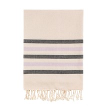 Bello Turkish Towel Five Stripe Lilack &amp; Black Handwoven Peshtemal, 39 x 66.9 In - £48.09 GBP