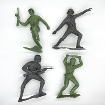 Vtg LOUIS MARX 1963 Army Men 6” German Toy x4 WW2 Soldiers Green &amp; Gray Figures - £14.10 GBP