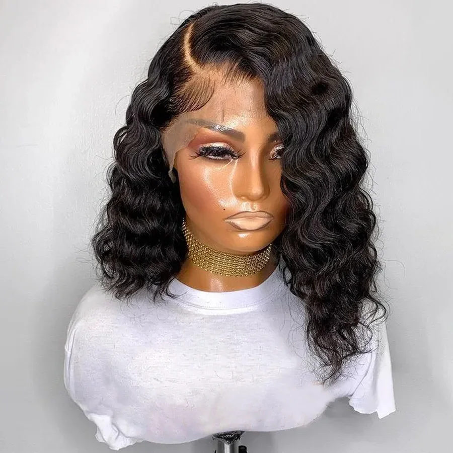 13x5x2 Loose Deep Wave Bob Human Hair Wigs for Women Glueless Ocean Wave Si - £45.52 GBP+