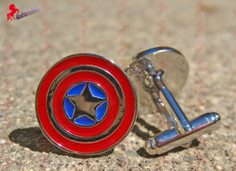 Captain America Superhero Cufflinks – Wedding, Father's Day, Birthday Gift - £3.18 GBP