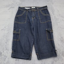 Cato Shorts Womens 8 Blue Capri Denim Flat Front Button Pockets Jeans - £23.69 GBP
