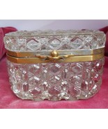 Pressed Crystal jewelry Dresser Box oval glass 5&quot; x 3&quot; antique rare-
sho... - £156.12 GBP