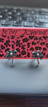 New Betsey Johnson Earrings Palm Tree Blueish Rhinestone Beach Summer De... - £11.84 GBP