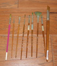 M. Grumbacher LOT 9 Control Plus Golden Edge Paint Brushes Artist VNTG! VG Cond! - $19.79