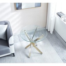 Modern Round Tempered Glass End Table with Chrome Legs - £133.78 GBP