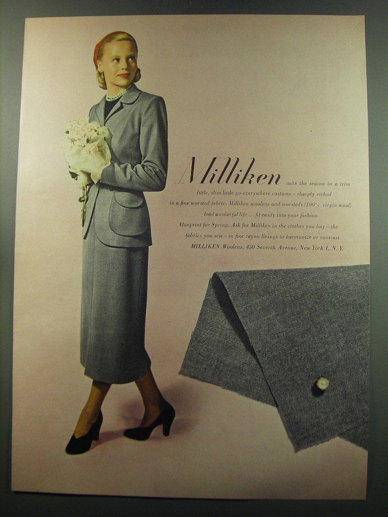 Primary image for 1949 Milliken Woolens Fashion Ad - Go-Everywhere Costume
