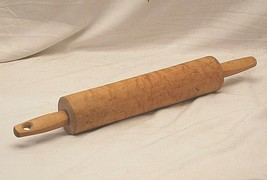 Wooden Dough Rolling Pin Turned Handles Utensil Kitchen Tool Vintage Dec... - $24.74