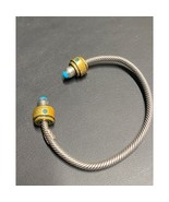 VINTAGE TAXCO 925 STERLING SILVER AND BRONZE TURQUOISE CABLE DESIGN BRAC... - $75.93