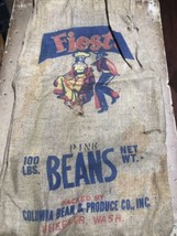 Vintage Fiesta B EAN S Burlap Potato Bag Sack 100 Lbs Columbia B EAN Wheeler Wa - £12.53 GBP