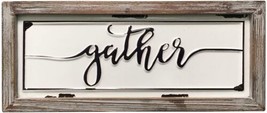 Gather 12 X 5in Wooden Signs Wall Decor Rustic Embossed Retro Metal - £19.00 GBP