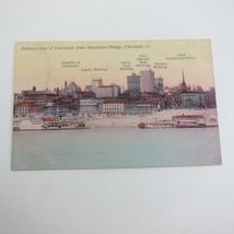 Postcard Cincinnati Ohio Skyline River Hand Colored Steamer Ship Antique c 1910 - £24.04 GBP