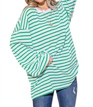 Trendsi oversized striped balloon sleeve top in GREEN - £42.91 GBP