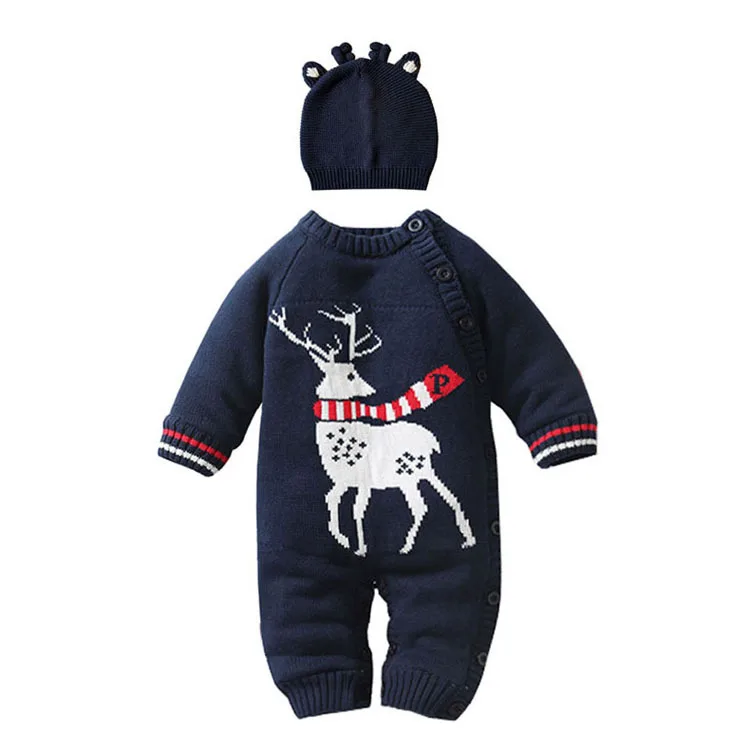 2022 Christmas Newborn Baby Clothes Cute Christmas Elk Baby Boy Thickened Warm B - £95.22 GBP