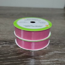 2 Rolls Floral Garden Sheer Ribbon, Pink  5/8&quot; x18&#39; 6 Yards Scrapbooks,Gift Bows - £9.40 GBP
