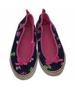 Gymboree Girls Ladybug Print Ballet Flats Size 1 Pink &amp; Navy Textile Cas... - $14.40