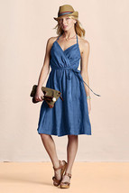 LANDS&#39; END Halter LINEN DRESS Size: 4 (SMALL) New FREE SHIPPING Belted F... - £77.77 GBP
