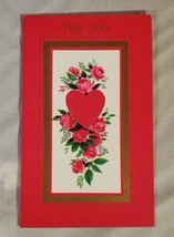 Vintage Valentine Card For You Pink Flowers  - £3.95 GBP