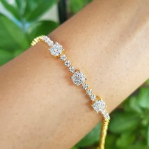 12Ct Round Cut Natural Moissanite Pretty Tennis Bracelet 14K Yellow Gold Plated - £236.65 GBP