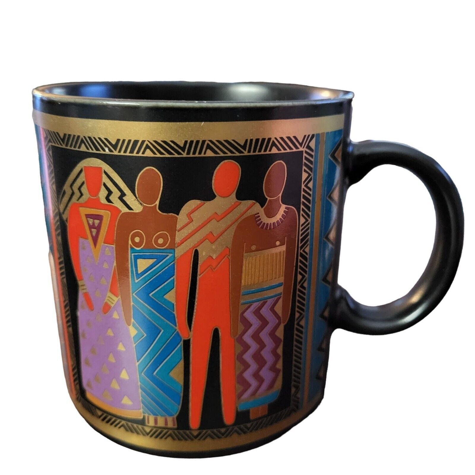 Primary image for Vintage Laurel Burch Tribal Spirit Coffee Mug Tea Cup Bright People 14 oz