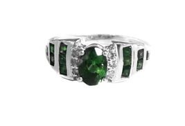 AAA Emerald Engagement Ring Emerald Diamond Engagement Ring For Her Natu... - £109.50 GBP