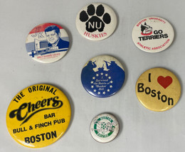 Lot 7 Vintage Boston MA Political Sports Landmark Souvenir Metal Pin Button - £33.53 GBP