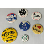 Lot 7 Vintage Boston MA Political Sports Landmark Souvenir Metal Pin Button - £33.63 GBP