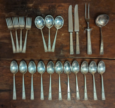 Antique 1835  R. Wallace Buckingham Silverware 22 Piece Mixed Flatware NO MONO - $57.87