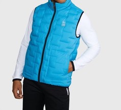 Psycho Bunny men&#39;s spencer reversible down vest in NEON POOL - size L - $168.30