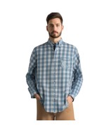 Gap Blue and White Plaid Long Sleeve Button-Down Shirt  Size L - $414.61 MXN