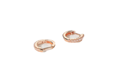 Rose Gold Small Hoop Earrings Micro Pave CZ Mini Tiny Cuff Cartilage Earring - £7.86 GBP