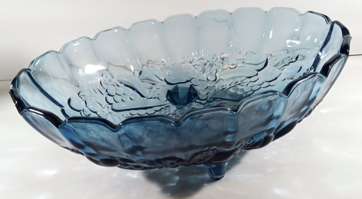 Primary image for Indiana Glass ICE BLUE Oval FRUIT GARLAND Pattern Footed CONSOLE BOWL