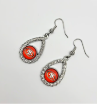 Red Sparkling Gameday 49ers Football Diamante Tear Drop Fashion Dangle Earring - £26.17 GBP