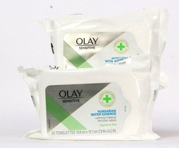 2 Packs Olay Sensitive Hungarian Water Essence Calming Makeup Remover 25 Count - £15.93 GBP