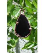 Copper Black obsidian necklace // Electroformed Copper - $822.53 MXN+