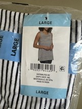 Lands End Split Hem Tank Women’s LG White / Black Stripe New In Bag - $21.48